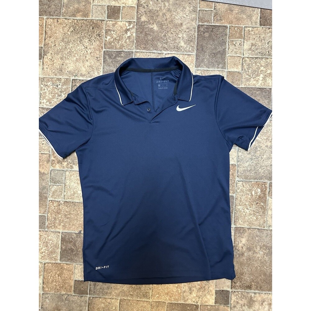Nike Dri Fit Polo Shirt Short Sleeve Navy Blue Men's Size Small
